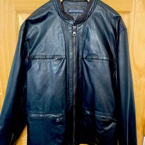 John Varvatos Men’s 100% lamb skin black leather jacket